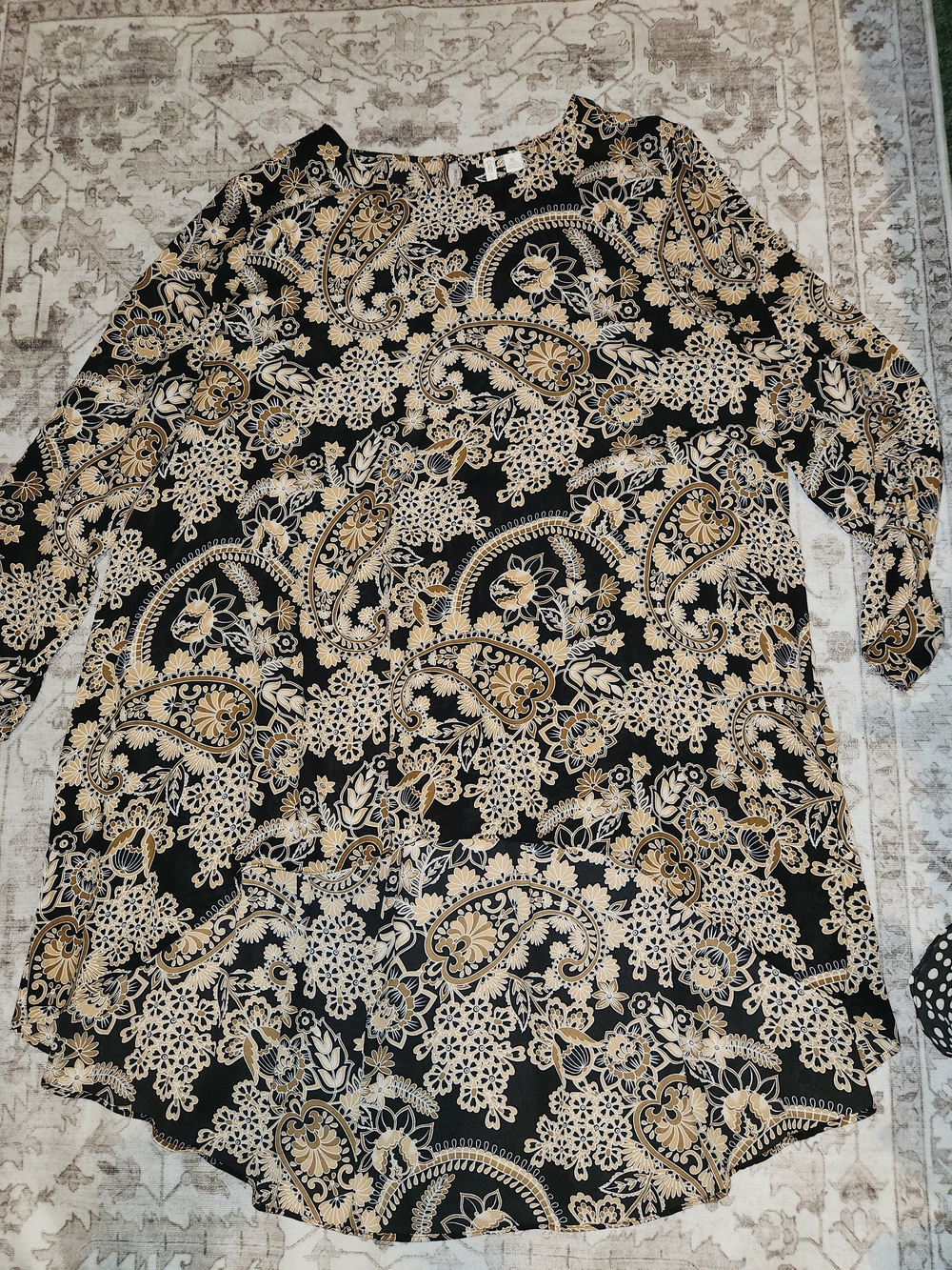 Cato Black and Gold Paisley High-Low Dress